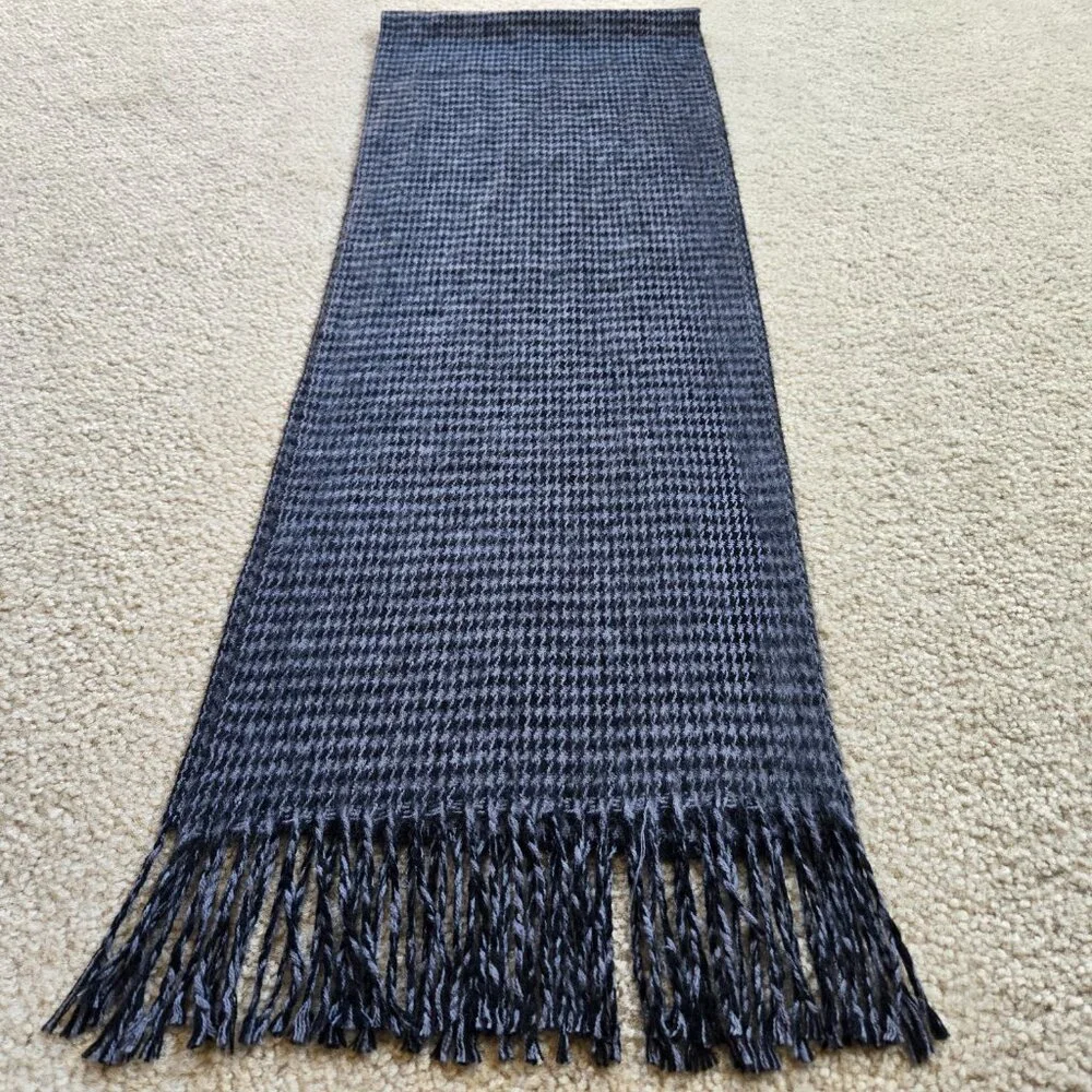 Black and Grey Cashmere Houndstooth Scarf Black Grey